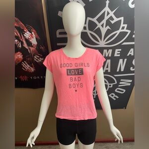 Rare Victoria’s Secret 2013 Good Girls Love Bad Boys Shirt Size Small Pink Black